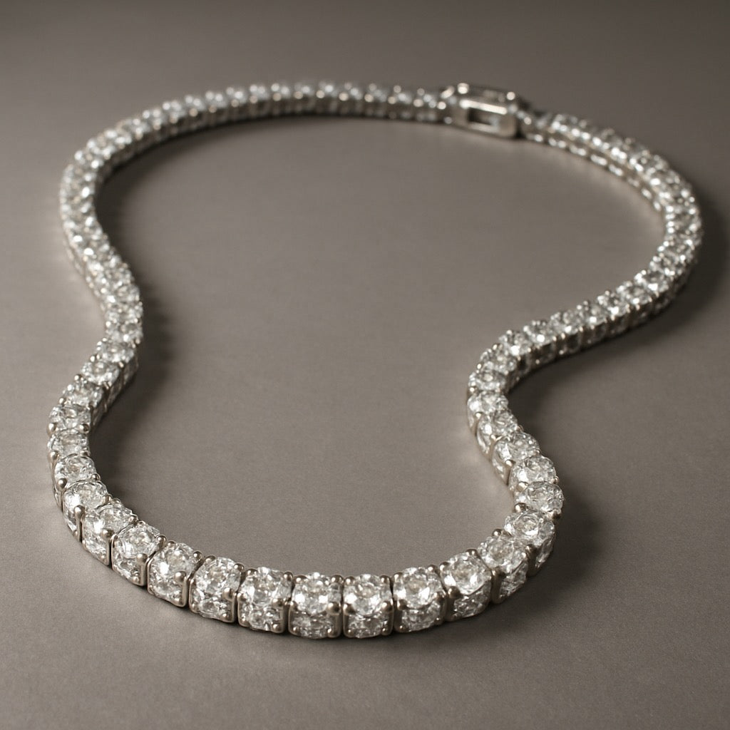 Men's Natural Earth Mined Diamonds Gold Tennis Chain 30 Inches 101.25 CARATS 5mm