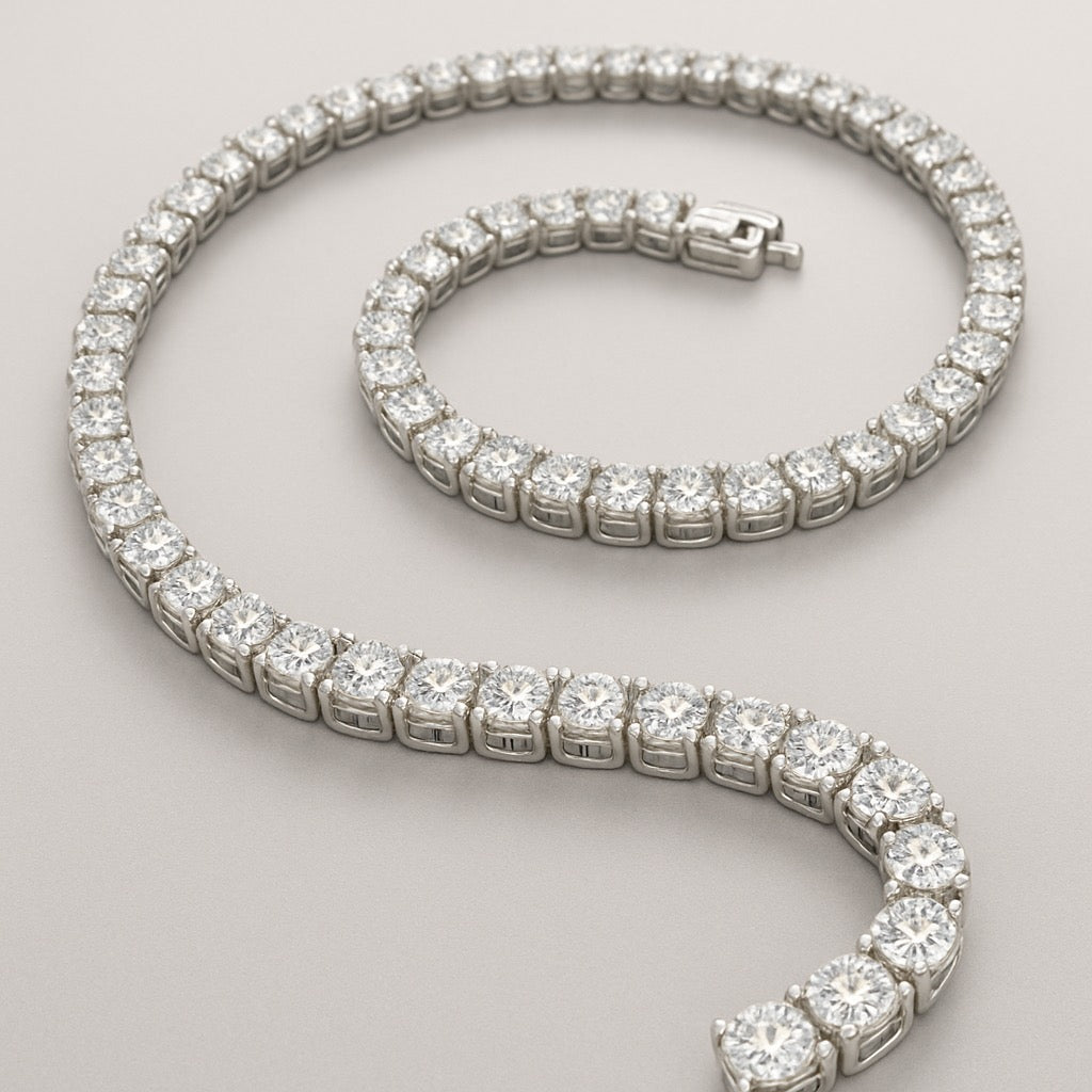 Men's Natural Earth Mined Diamonds Gold Tennis Chain 30 Inches 101.25 CARATS 5mm