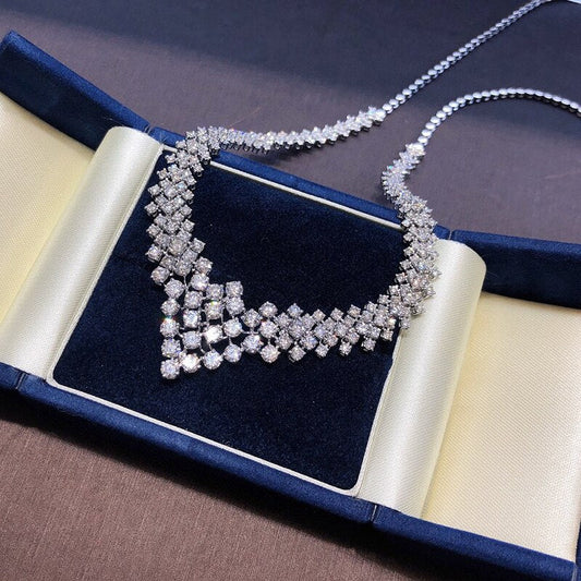 Luxury Natural Diamond Necklace 10 CT 18K White Gold