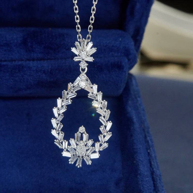 Luxury 0.85 CT Natural Diamond Pendant Necklace 18K Gold