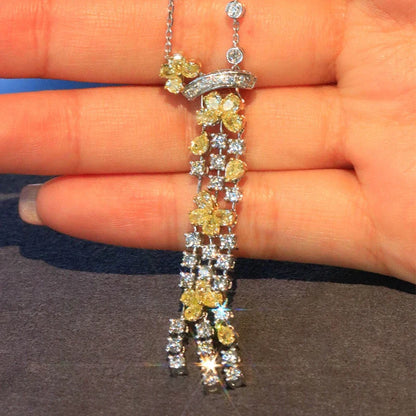 Yellow-White Diamond Necklace 4.0 Carat Natural Diamonds