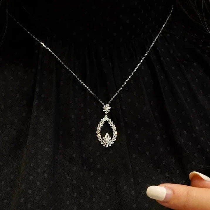 Luxury 0.85 CT Natural Diamond Pendant Necklace 18K Gold