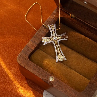 Natural 18K Diamond Cross Pendant